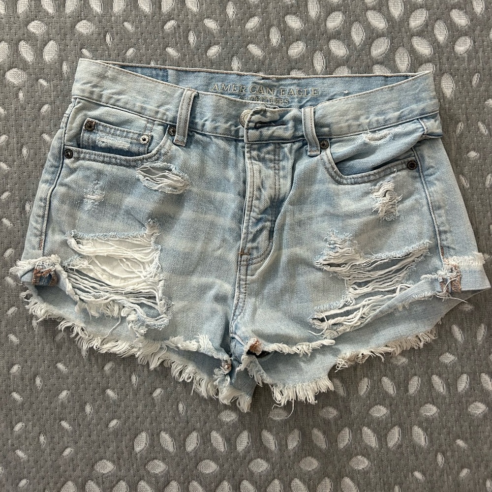 American Eagle ripped light-wash Jean shorts. Size 2